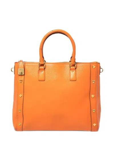 Pre-owned Mcm Leather Stud-detail Tote Bag
