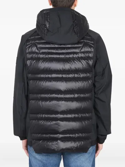 Hugo Boss Quilted Hooded Jacket With Side Zipper Pockets In Black