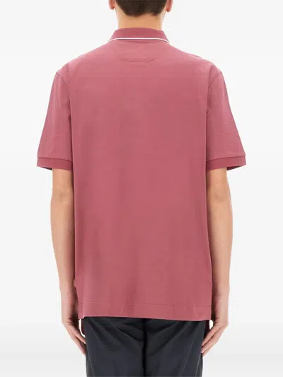 Hugo Boss Boss Silk-blend Pink Polo In Pink