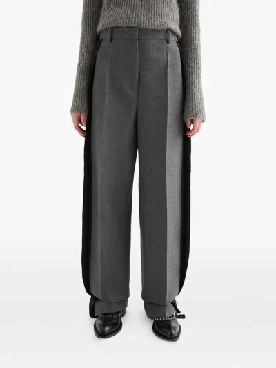 Jil Sander Contrast-panel Tailored Trousers In Gray