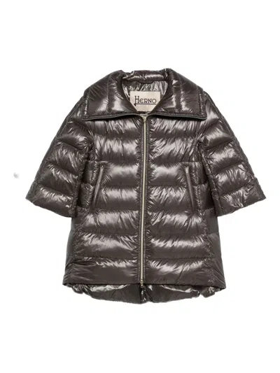 Herno Cleofe Quilted Zip-fastening Coat In Metallic