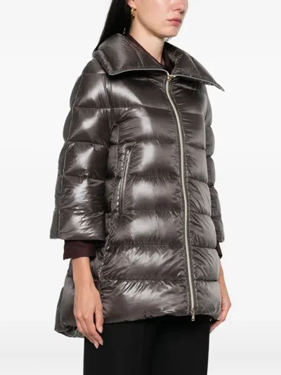 Herno Cleofe Quilted Zip-fastening Coat In Metallic