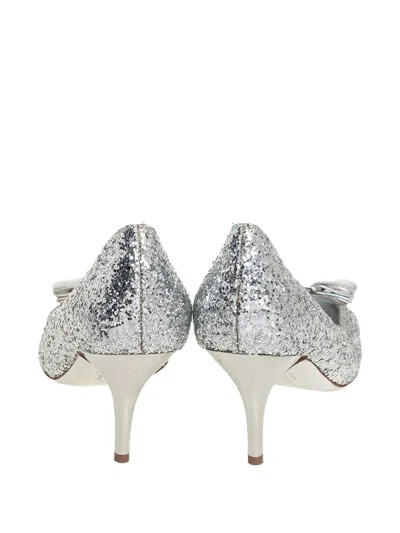 Pre-owned Ferragamo 95mm Carla Glitter Bow Pumps