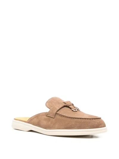 Doucal's Tassel-embellished Suede Mules In Brown