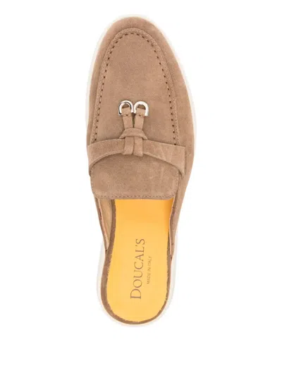 Doucal's Tassel-embellished Suede Mules In Brown