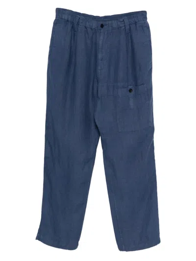 C.p. Company Pocket-detail Linen Trousers In Blue