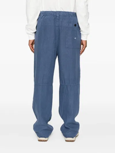 C.p. Company Pocket-detail Linen Trousers In Blue