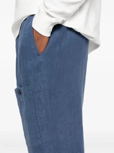 C.p. Company Pocket-detail Linen Trousers In Blue