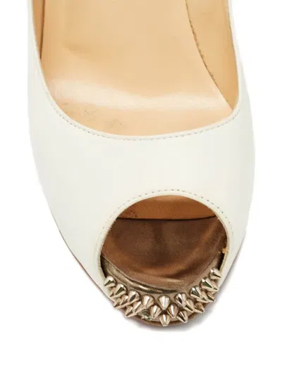 Pre-owned Christian Louboutin 120mm New Very Privé Studded Peeptoe Pumps