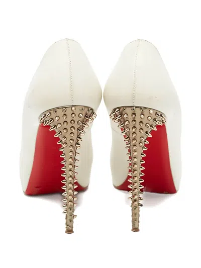 Pre-owned Christian Louboutin 120mm New Very Privé Studded Peeptoe Pumps