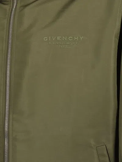 Givenchy Logo-embroidered Hooded Windbreaker In Green
