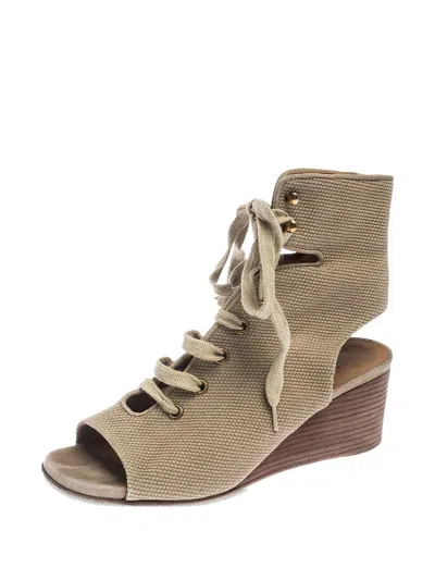 Pre-owned Chloé 55mm Lace-up Wedge Sandals