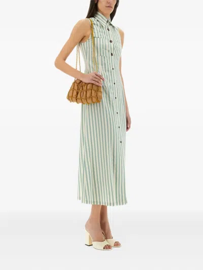 Alysi Striped-pattern Sleeveless Midi Dress In Green