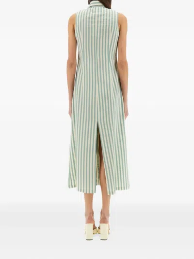 Alysi Striped-pattern Sleeveless Midi Dress In Green