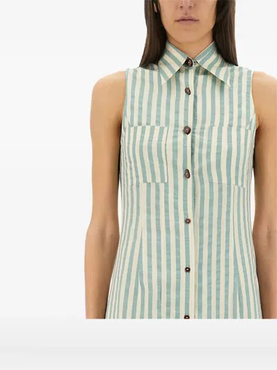 Alysi Striped-pattern Sleeveless Midi Dress In Green