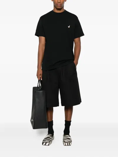 Moschino Duck-embroidered Crewneck T-shirt In Black