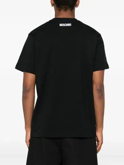 Moschino Duck-embroidered Crewneck T-shirt In Black