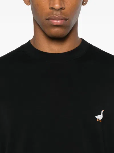 Moschino Duck-embroidered Crewneck T-shirt In Black