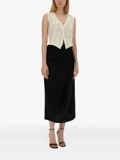 Alysi Draped Knot-detail Midi Skirt In Black