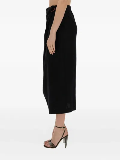 Alysi Draped Knot-detail Midi Skirt In Black