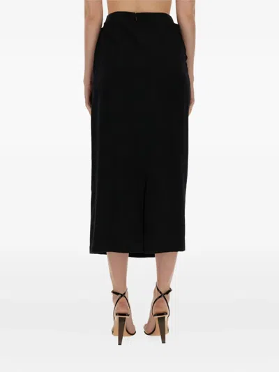 Alysi Draped Knot-detail Midi Skirt In Black