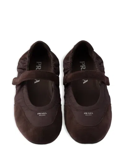 Prada Collapse Suede Ballet Flats