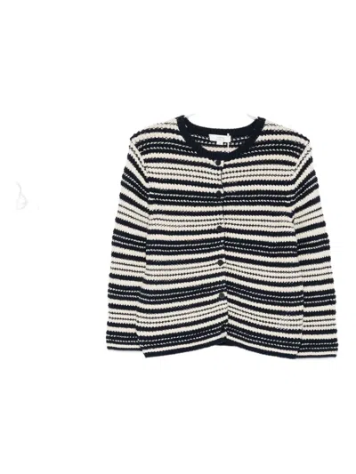 Vince Striped Buttoned Cardigan In White