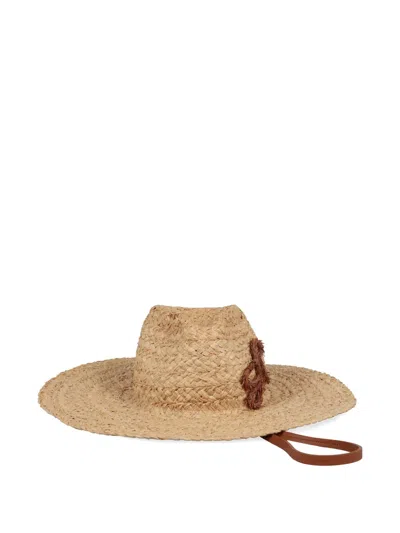 Ruslan Baginskiy Logo-detail Raffia Hat In Brown