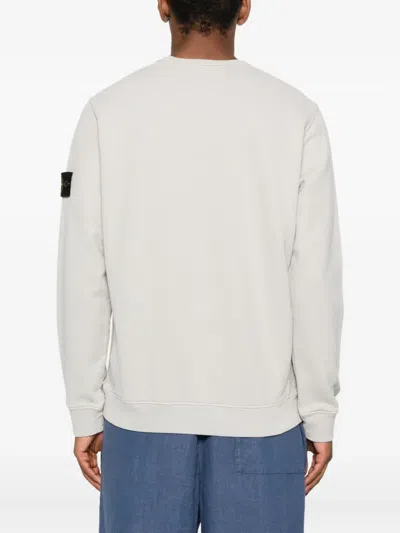 Stone Island Crew Neck Sweater With Distinct Logo Patch In White