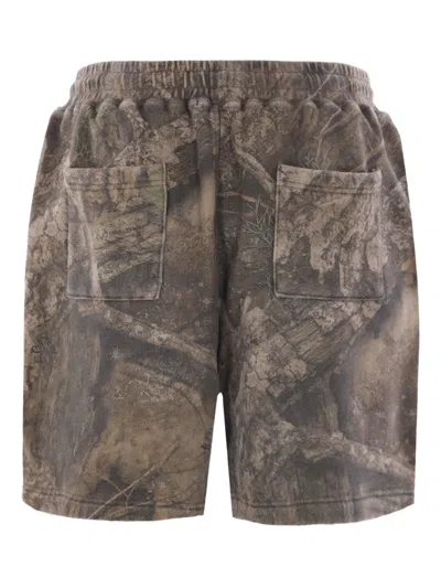 Cole Buxton Real Tree Camouflage Jersey Shorts In Gray