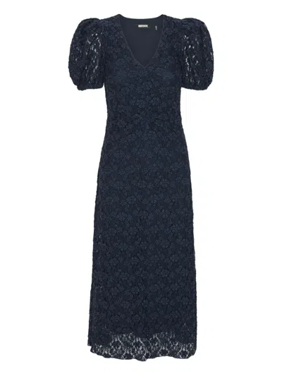 Rotate Birger Christensen Puff-sleeve Lace Midi Dress