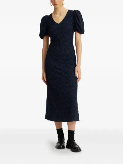 Rotate Birger Christensen Puff-sleeve Lace Midi Dress
