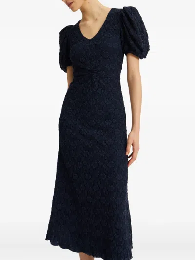 Rotate Birger Christensen Puff-sleeve Lace Midi Dress