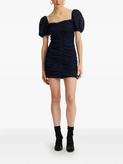 Rotate Birger Christensen Puff-sleeve Mini Dress In Blue