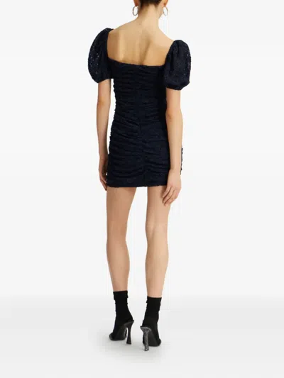 Rotate Birger Christensen Puff-sleeve Mini Dress In Blue