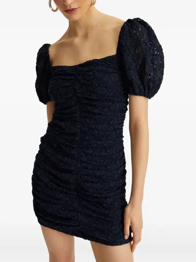 Rotate Birger Christensen Puff-sleeve Mini Dress In Blue