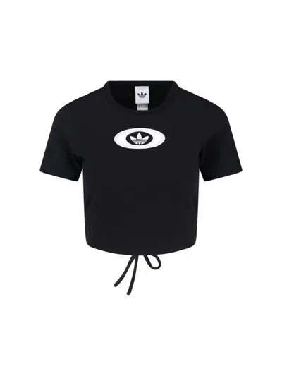 Adidas Originals Cut-out Ribbed T-shirt In Black