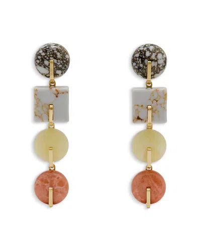 Cult Gaia Laguna Multicolor Stone Clip On Linear Drop Earrings In Multi
