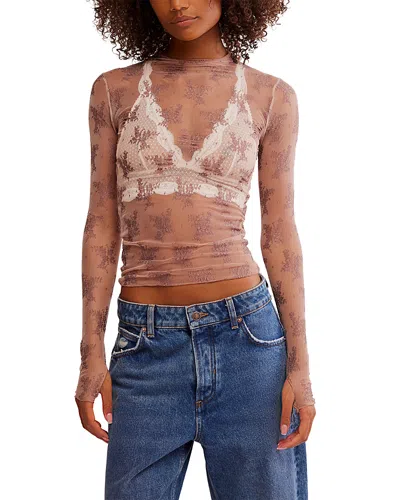 Free People Two-tone Lady Lux Sheer Mesh Top In Multi
