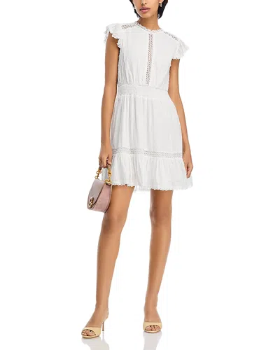 Aqua Lace Inset Flutter Mini Dress- Exclusive In White