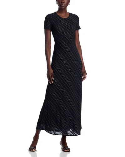 Proenza Schouler White Label Joss Woven Stripe Short-sleeve Maxi Dress In Black