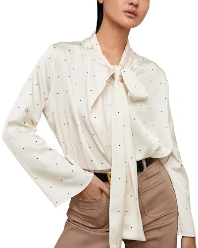 Reiss Rina Tie Neck Polka Dot Blouse