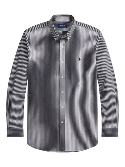 Polo Ralph Lauren Striped Pattern Button-down Collar Long Sleeves In Blue
