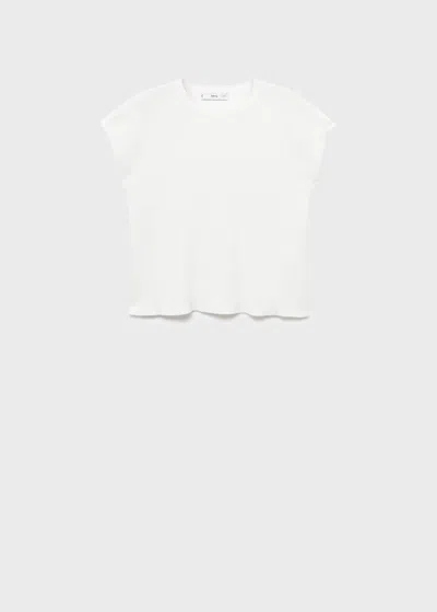 Mango Short-sleeved Knitted Cotton Sweater White