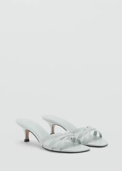 Mango Kitten Heel Sandals With Straps Sky Blue
