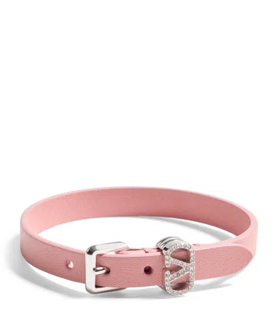 Valentino Leather Ovalette Bracelet In Pink