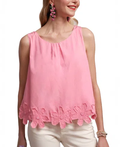 Frances Valentine Zennia Flower Hem Tank In Pink