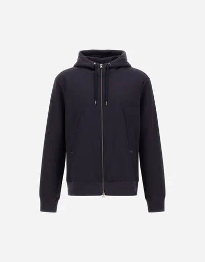 Herno Resort Jacket In Knit Effect Interlock And Travel Nylon Ponente In Blue