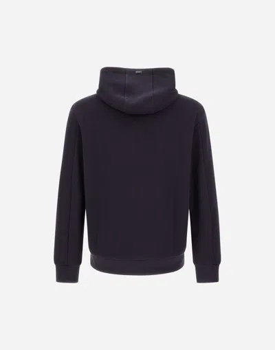 Herno Resort Jacket In Knit Effect Interlock And Travel Nylon Ponente In Blue
