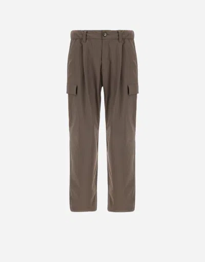 Herno Resort Cargo Trousers In Nylon Comfort Stretch In Brown